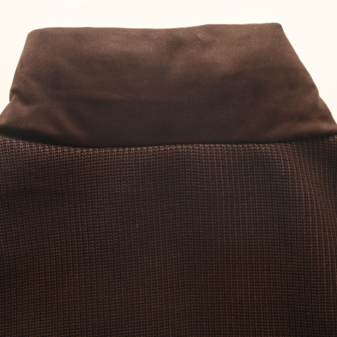 Brunello Cucinelli Brown Suede Knit Sleeve Down Jacket