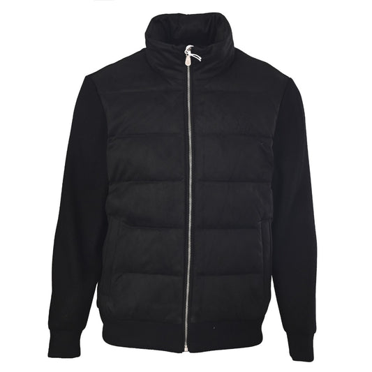 Brunello Cucinelli Black Suede Knit Sleeve Down Jacket