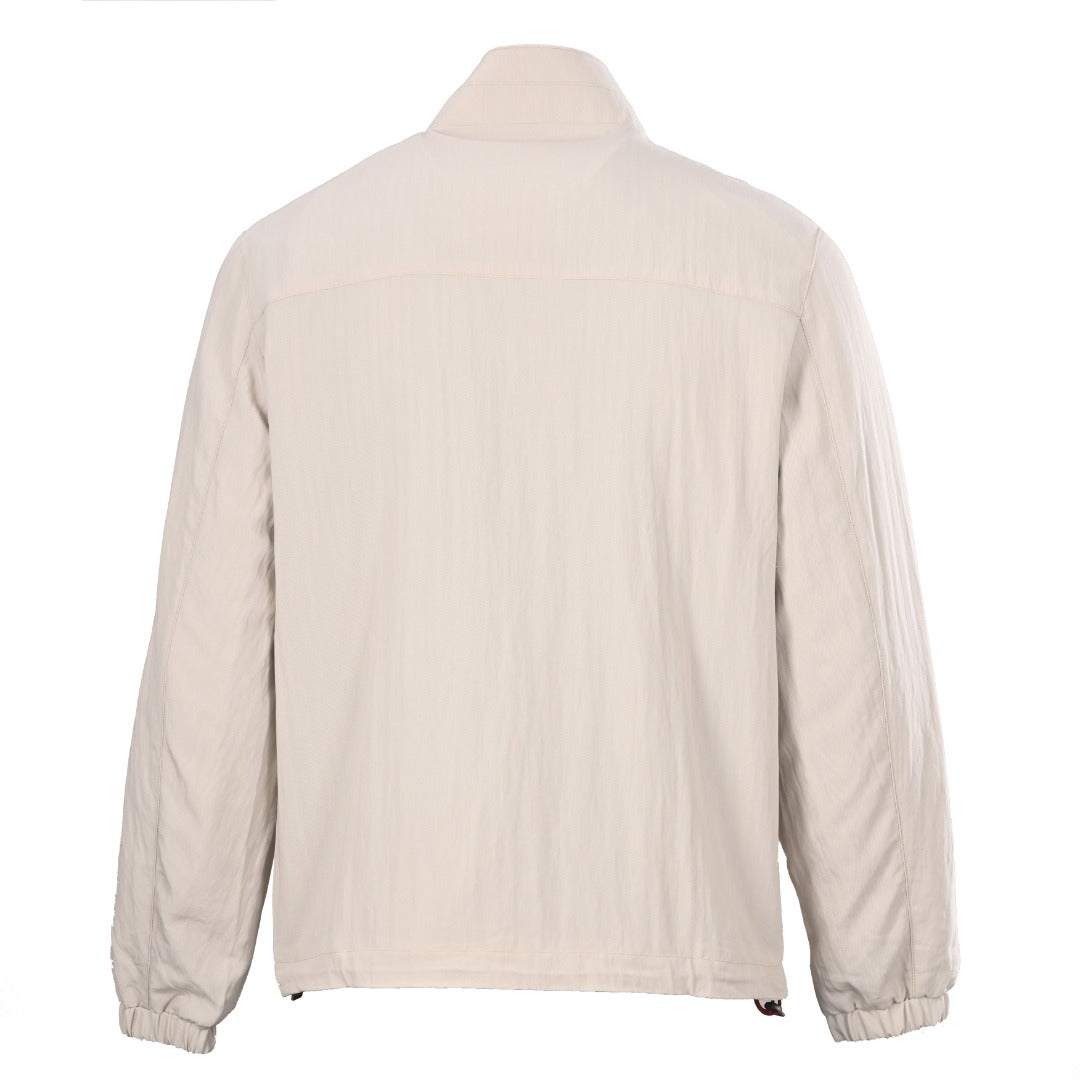 Brunello Cucinelli Beige Crest Embroidery Zip Windbreaker