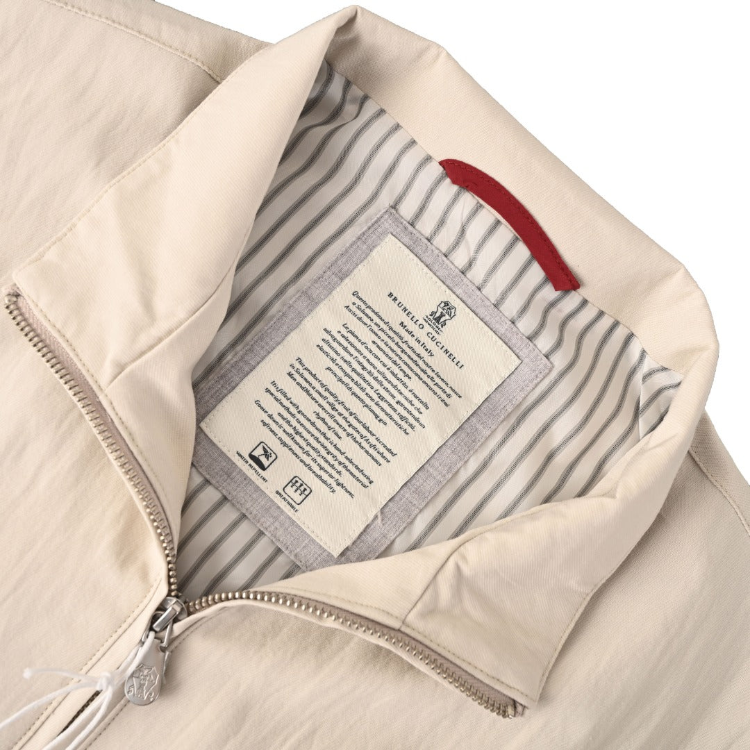 Brunello Cucinelli Beige Crest Embroidery Zip Windbreaker