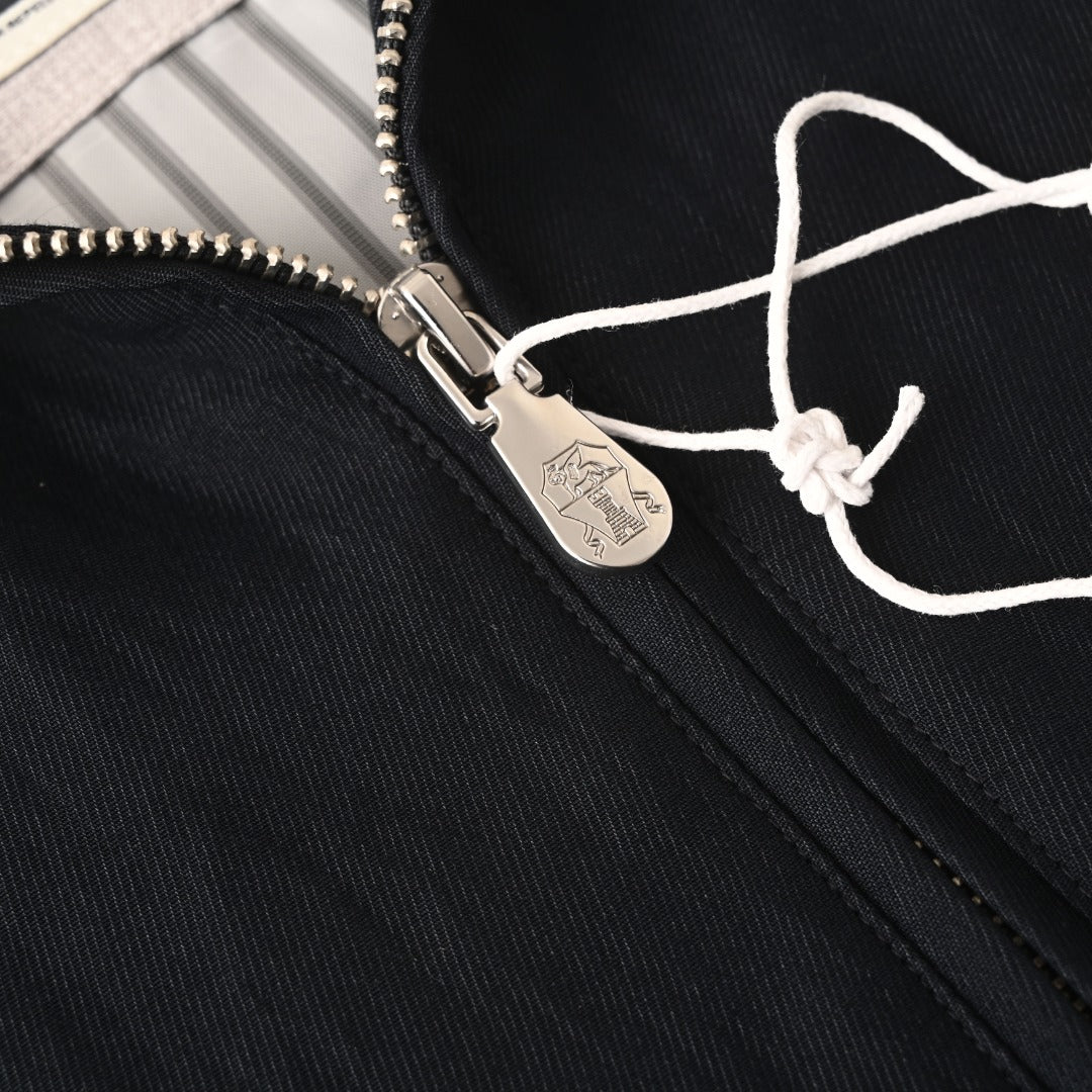 Brunello Cucinelli Navy Crest Embroidery Zip Windbreaker