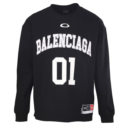 Balenciaga Black 01 Varsity Graphic Long Sleeve Tee