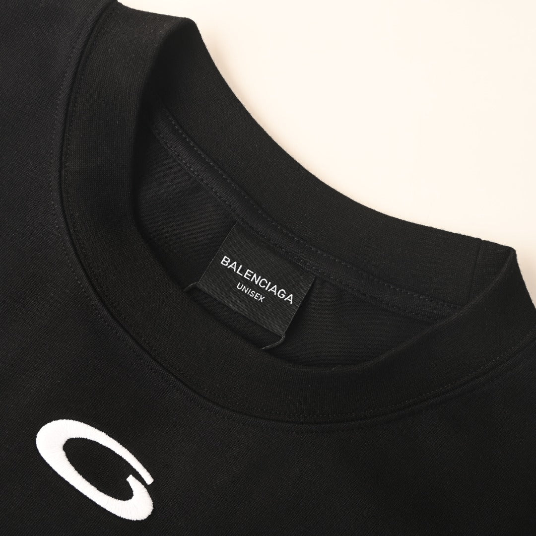 Balenciaga Black 01 Varsity Graphic Long Sleeve Tee
