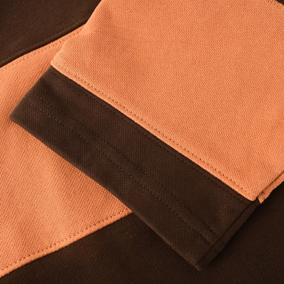 Acne Studios Terracotta Brown Stripe Leather Collar Rugby Shirt
