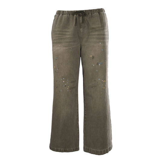 Acne Studios Olive Paint Splatter Drawstring Wide Leg Pants