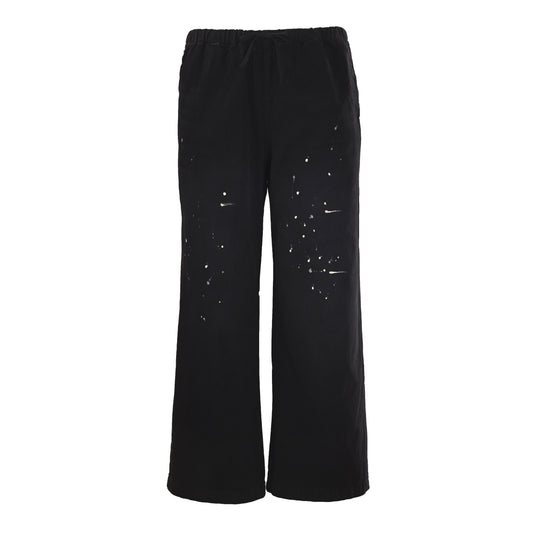 Acne Studios Black Paint Splatter Drawstring Wide Leg Pants
